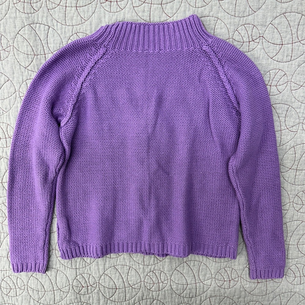 J. Jill Sweater Purple Cable Knit Mock Neck / Womens Small - Picture 4 of 8
